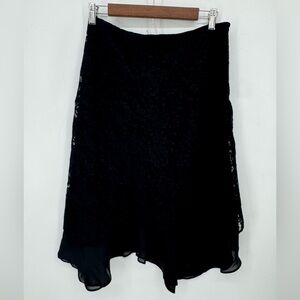 Axcess Liz Claiborne Women's Black Lace Zip Up Skirt with Chiffon Layer Size 14